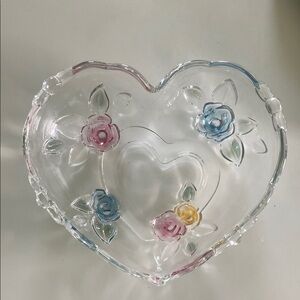 Floral Heart-Shaped Glass Bowl